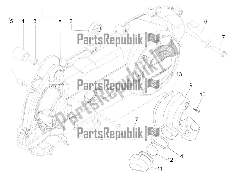 All parts for the Crankcase Cover - Crankcase Cooling of the Aprilia SR Motard 50 4T 4V 2021