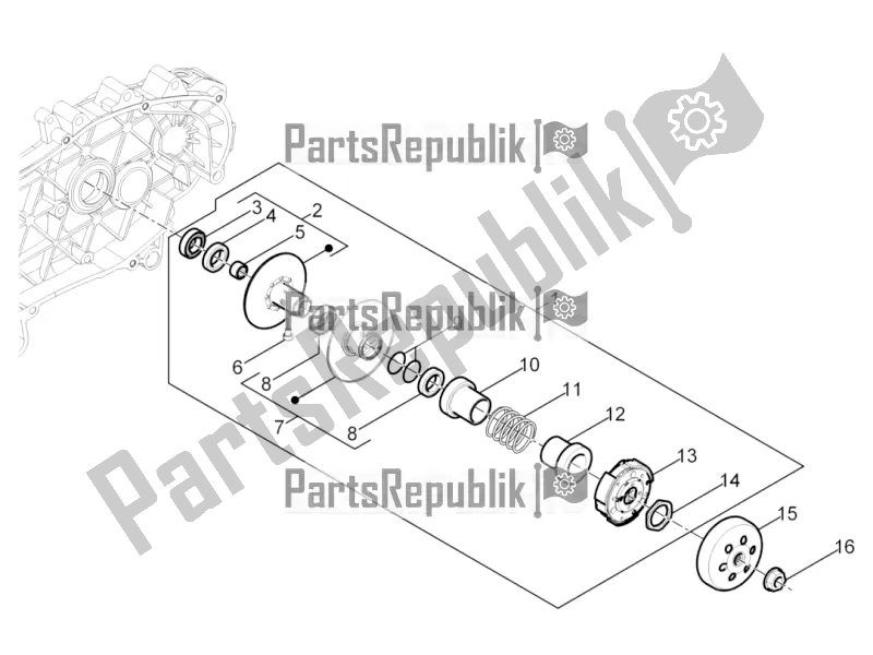 All parts for the Driven Pulley of the Aprilia SR Motard 50 4T 4V 2021