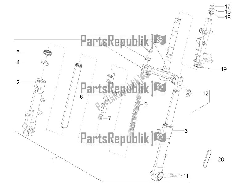 Tutte le parti per il Forcella / Tubo Sterzo - Unità Cuscinetto Sterzo del Aprilia SR Motard 50 4T 4V 2021