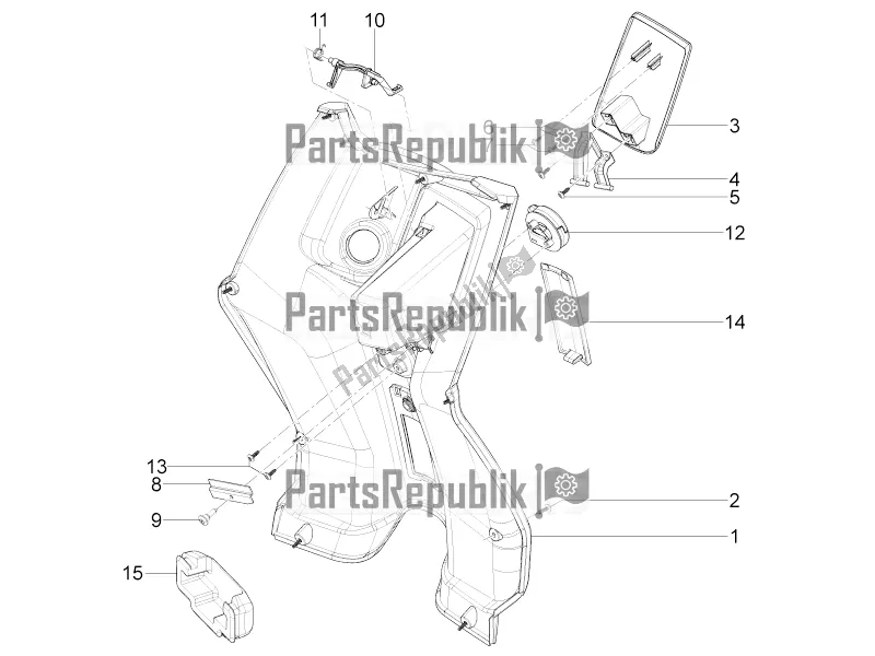 All parts for the Front Glove-box - Knee-guard Panel of the Aprilia SR Motard 50 4T 4V 2021