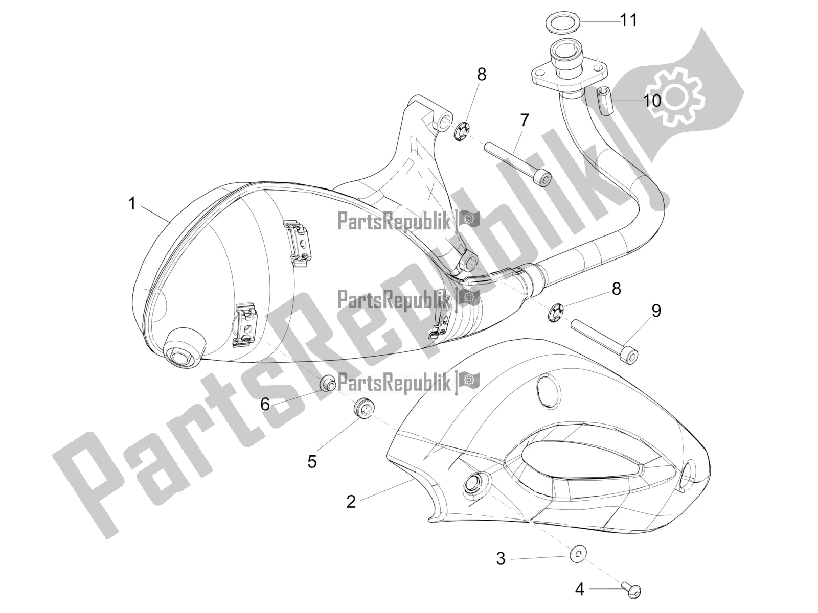 All parts for the Silencer of the Aprilia SR Motard 50 4T 4V 2021