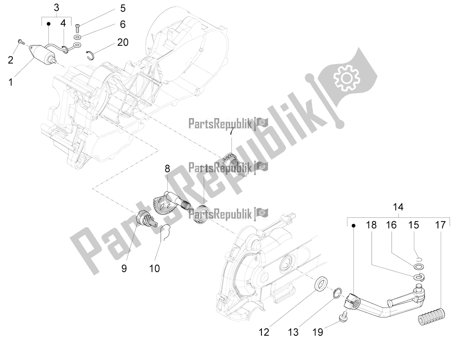 All parts for the Stater - Electric Starter of the Aprilia SR Motard 50 4T 4V 2021