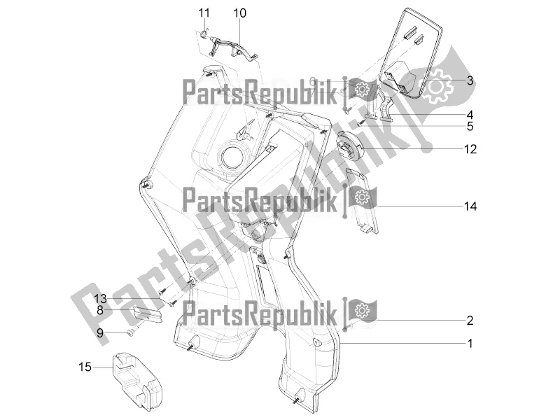 Alle onderdelen voor de Dashboardkastje Voor - Kniebeschermer van de Aprilia SR Motard 50 4T 4V 2022
