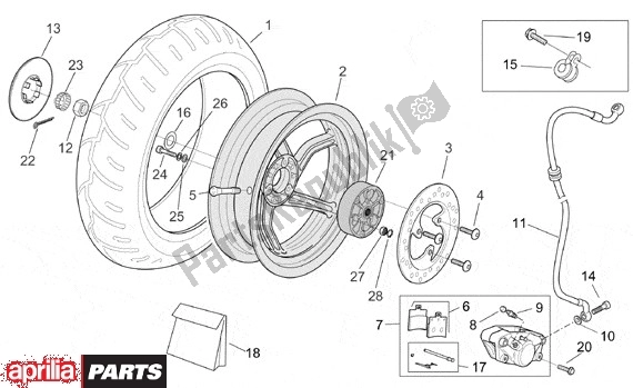 Toutes les pièces pour le Roue Arrière du Aprilia SR Motore Piaggio 555 50 2003 - 2005