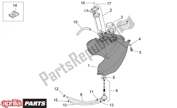 Alle Teile für das Treibstofftank des Aprilia SR Motore Piaggio 555 50 2003 - 2005