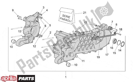 All parts for the Crankcase of the Aprilia SR Motore Piaggio 555 50 2003 - 2005