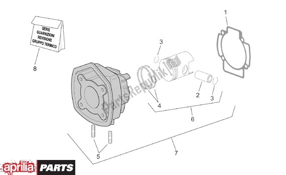 Alle onderdelen voor de Cilinder van de Aprilia SR Motore Piaggio 555 50 2003 - 2005