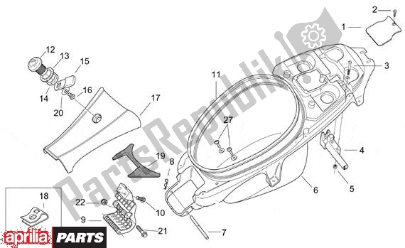 Alle onderdelen voor de Helmbak van de Aprilia SR Motore Piaggio 555 50 2003 - 2005