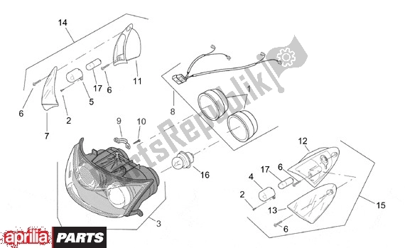 Tutte le parti per il Faro del Aprilia SR Motore Piaggio 555 50 2003 - 2005