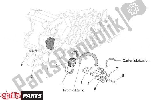 Alle onderdelen voor de Oliepomp van de Aprilia SR Motore Piaggio 555 50 2003 - 2005