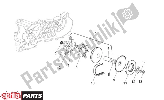 Alle onderdelen voor de Primaire Poelie van de Aprilia SR Motore Piaggio 555 50 2003 - 2005