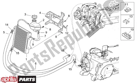 Toutes les pièces pour le Radiateur du Aprilia SR Motore Piaggio 555 50 2003 - 2005