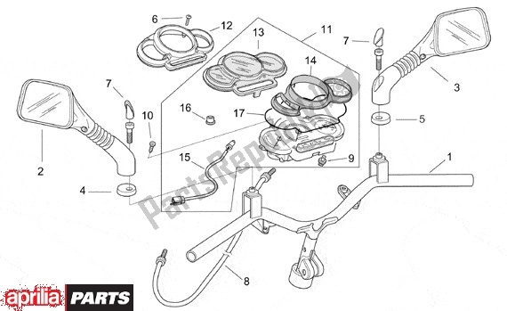 Alle Teile für das Stuur Tacho des Aprilia SR Motore Piaggio 555 50 2003 - 2005