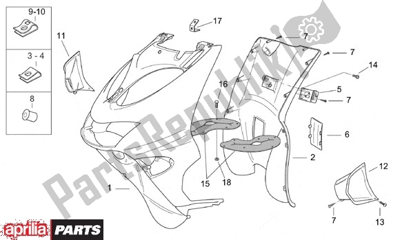 Todas as partes de Voorscherm do Aprilia SR Motore Piaggio 555 50 2003 - 2005