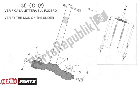 Alle Teile für das Gabel des Aprilia SR Motore Piaggio 555 50 2003 - 2005