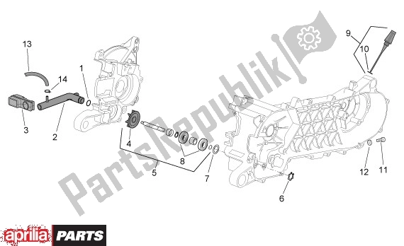 Todas as partes de Bomba De água do Aprilia SR Motore Piaggio 555 50 2003 - 2005