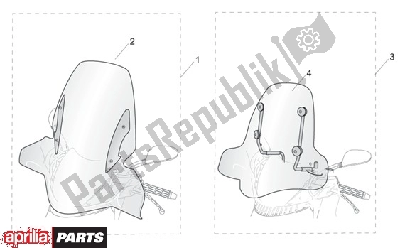 Toutes les pièces pour le Pare-brise du Aprilia SR Motore Piaggio 555 50 2003 - 2005