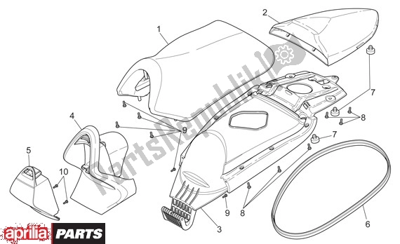 All parts for the Buddyseat of the Aprilia SR R Factory 556 50 2004 - 2007