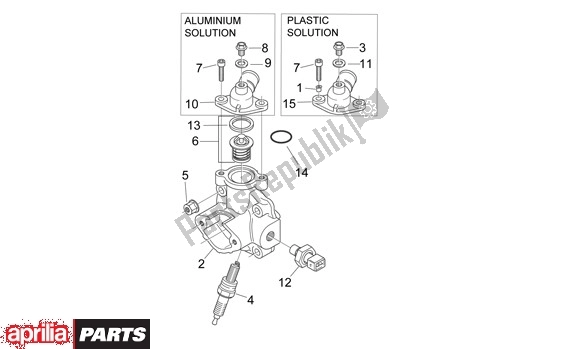 All parts for the Cylinder Head of the Aprilia SR R Factory 556 50 2004 - 2007
