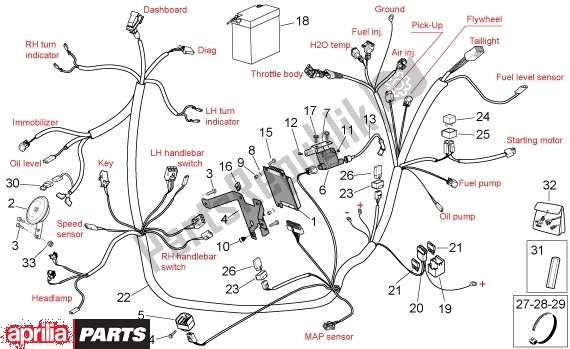 All parts for the Elektrische Installatie of the Aprilia SR R Factory 556 50 2004 - 2007