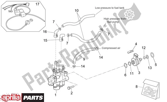 Todas as partes de Inspuiting do Aprilia SR R Factory 556 50 2004 - 2007