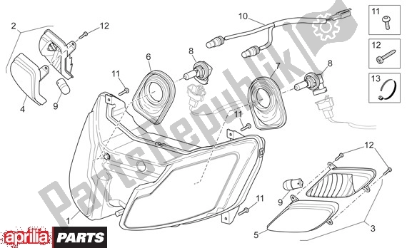 Alle onderdelen voor de Koplamp van de Aprilia SR R Factory 556 50 2004 - 2007