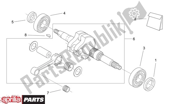 Alle onderdelen voor de Krukas van de Aprilia SR R Factory 556 50 2004 - 2007