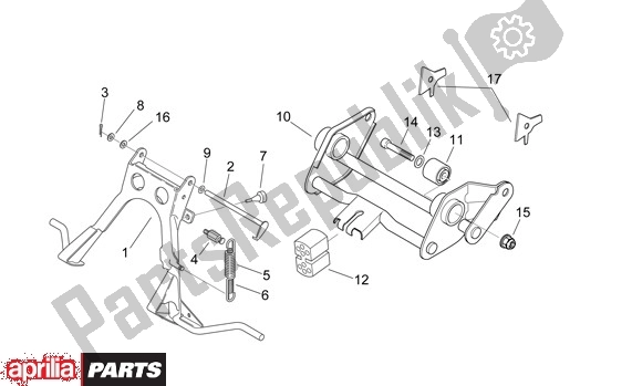 Alle onderdelen voor de Middenstandaard van de Aprilia SR R Factory 556 50 2004 - 2007