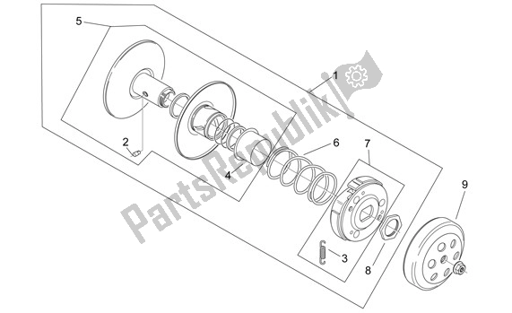 All parts for the Secundaire Poelie of the Aprilia SR R Factory 556 50 2004 - 2007