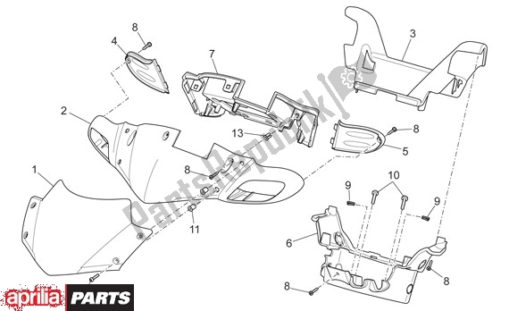 All parts for the Stuurafdekking of the Aprilia SR R Factory 556 50 2004 - 2007