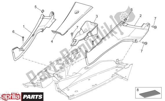 Wszystkie części do Voetruimteafdekking Aprilia SR R Factory 556 50 2004 - 2007