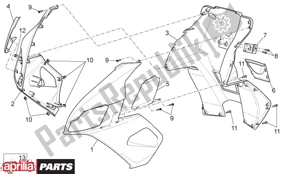 Alle Teile für das Voorscherm des Aprilia SR R Factory 556 50 2004 - 2007