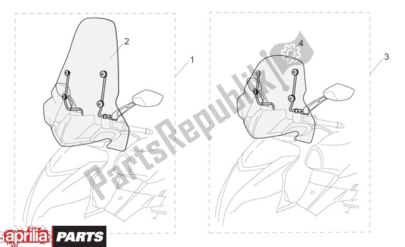 All parts for the Wind Screen of the Aprilia SR R Factory 556 50 2004 - 2007