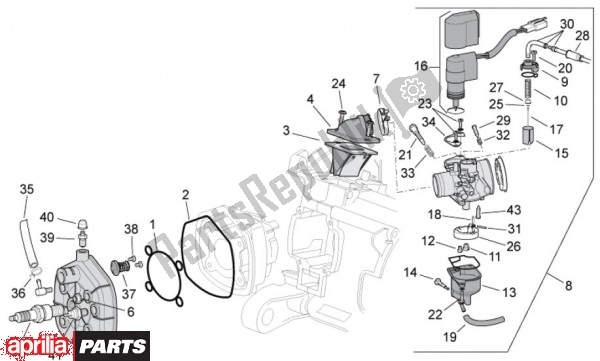 All parts for the Carburettor of the Aprilia SR R Factory IE E Carburatore 63 50 2010 - 2011