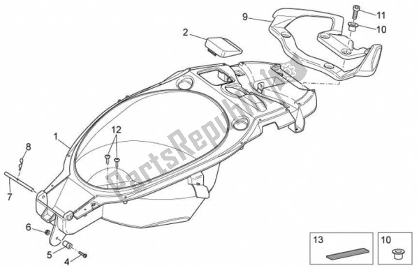 Tutte le parti per il Compartiment Pour Casque del Aprilia SR R Factory IE E Carburatore 63 50 2010 - 2011