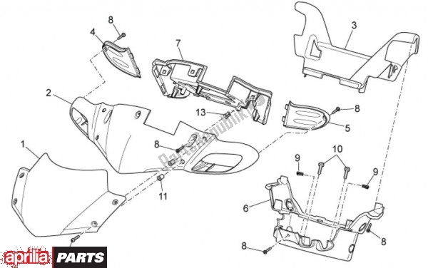 Alle onderdelen voor de Couvercle Guidon van de Aprilia SR R Factory IE E Carburatore 63 50 2010 - 2011