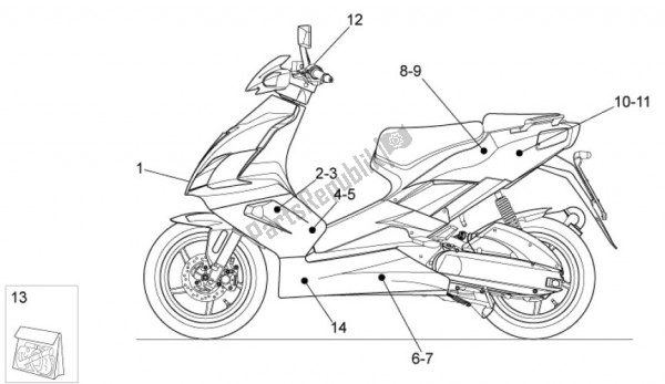 Todas las partes para D Cor Aprilia Black de Aprilia SR R Factory IE E Carburatore 63 50 2010 - 2011