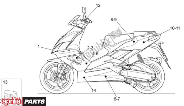 All parts for the D Cor of the Aprilia SR R Factory IE E Carburatore 63 50 2010 - 2011