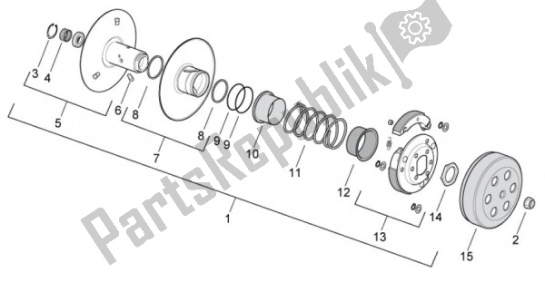 Alle Teile für das Embrayage des Aprilia SR R Factory IE E Carburatore 63 50 2010 - 2011