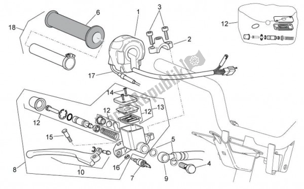 Tutte le parti per il Guidon Droite Heng Tong del Aprilia SR R Factory IE E Carburatore 63 50 2010 - 2011