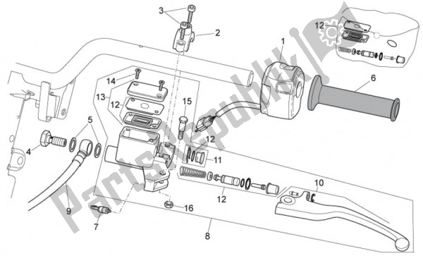 Toutes les pièces pour le Guidon Gauche Grimeca du Aprilia SR R Factory IE E Carburatore 63 50 2010 - 2011