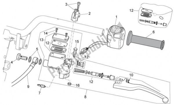 Toutes les pièces pour le Guidon Gauche Heng Tong du Aprilia SR R Factory IE E Carburatore 63 50 2010 - 2011