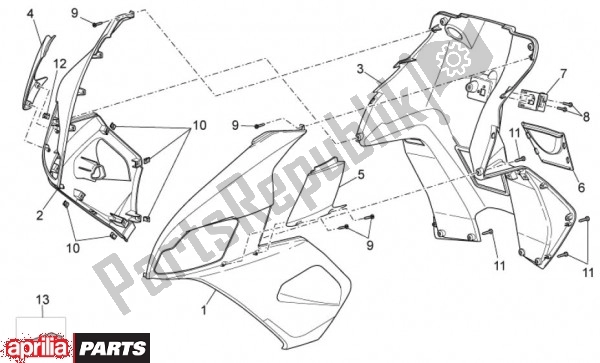 Wszystkie części do Tablier Avant Ii Aprilia SR R Factory IE E Carburatore 63 50 2010 - 2011