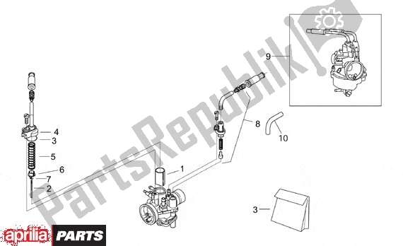 All parts for the Carburettor of the Aprilia SR Stealth,racing Liquid Cooled 516 WWW 50 1997 - 1999