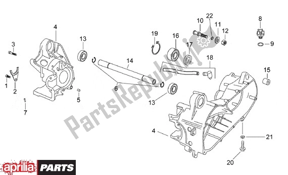 All parts for the Crankcase of the Aprilia SR Stealth,racing Liquid Cooled 516 WWW 50 1997 - 1999