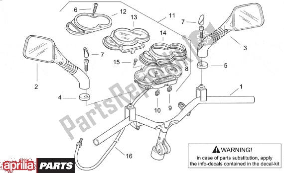 All parts for the Instrumentenunit of the Aprilia SR Stealth,racing Liquid Cooled 516 WWW 50 1997 - 1999