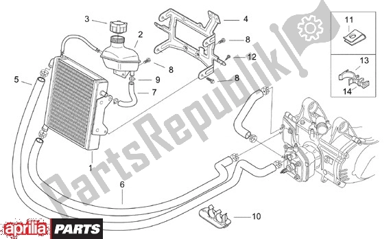 Alle onderdelen voor de Koelapparaat van de Aprilia SR Stealth,racing Liquid Cooled 516 WWW 50 1997 - 1999