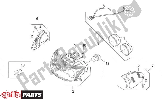 All parts for the Headlight of the Aprilia SR Stealth,racing Liquid Cooled 516 WWW 50 1997 - 1999