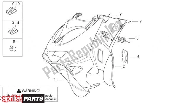 All parts for the Voorscherm of the Aprilia SR Stealth,racing Liquid Cooled 516 WWW 50 1997 - 1999