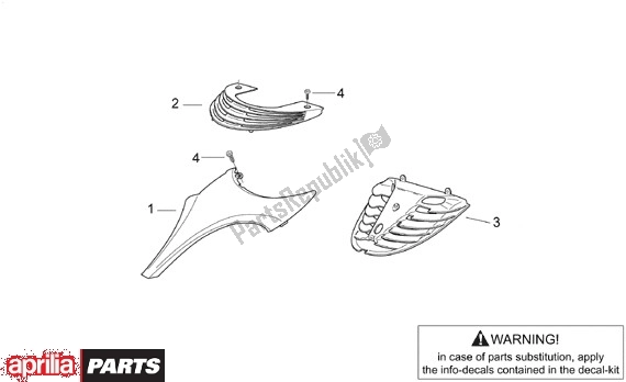 Todas as partes de Voorschermafdekkingen do Aprilia SR Stealth,racing Liquid Cooled 516 WWW 50 1997 - 1999